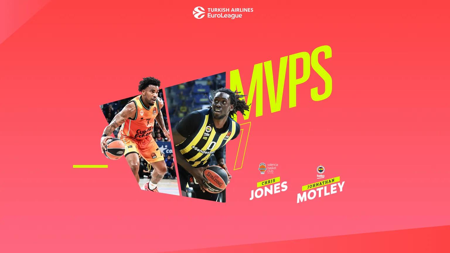 Chris Jones et Jonathan Motley élus co-MVP de la 7e journée d’EuroLeague