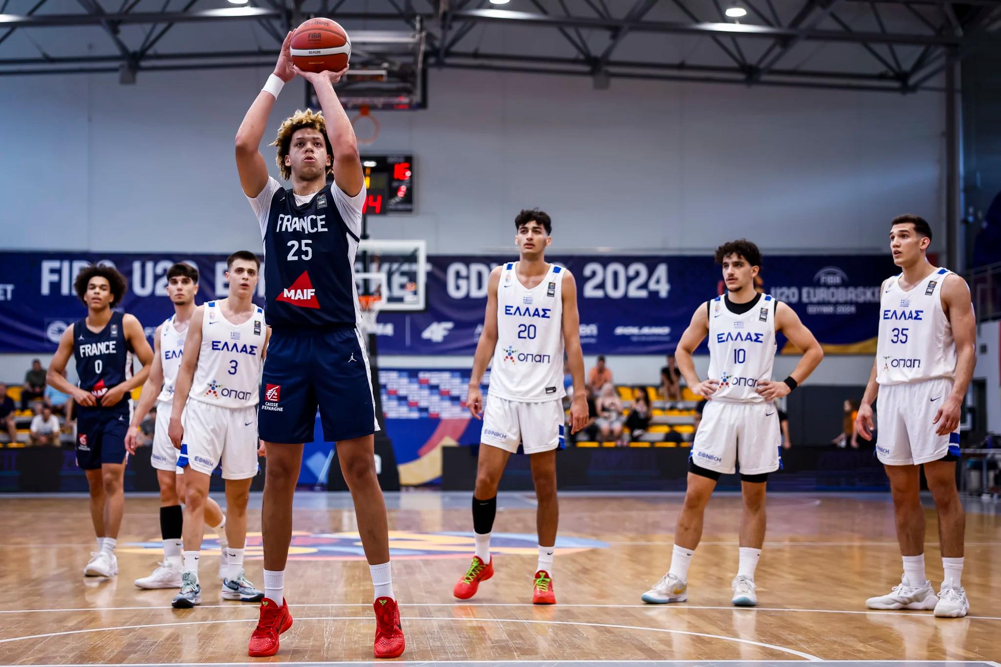 L&rsquo;équipe de France U20 masculine s&rsquo;impose de justesse contre la Grèce à l&rsquo;EuroBasket